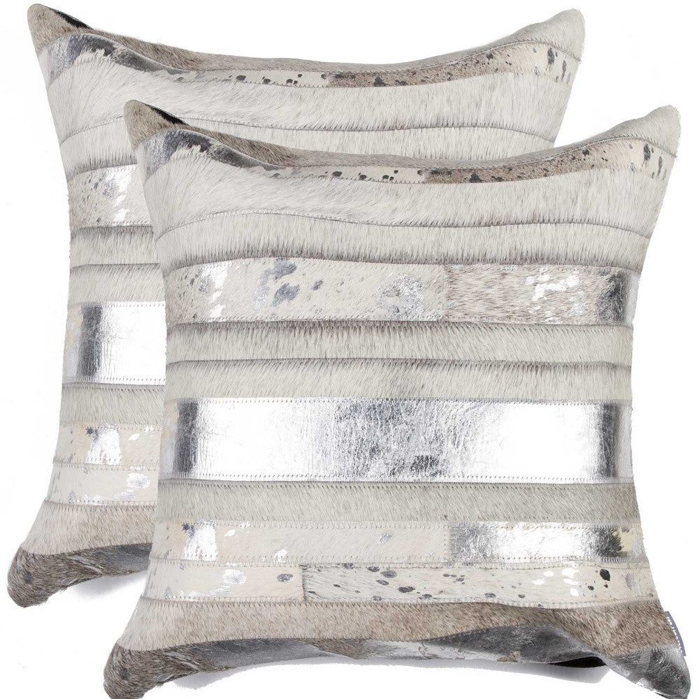 18" X 18" X 5" Silver And Gray  Pillow 2 Pack