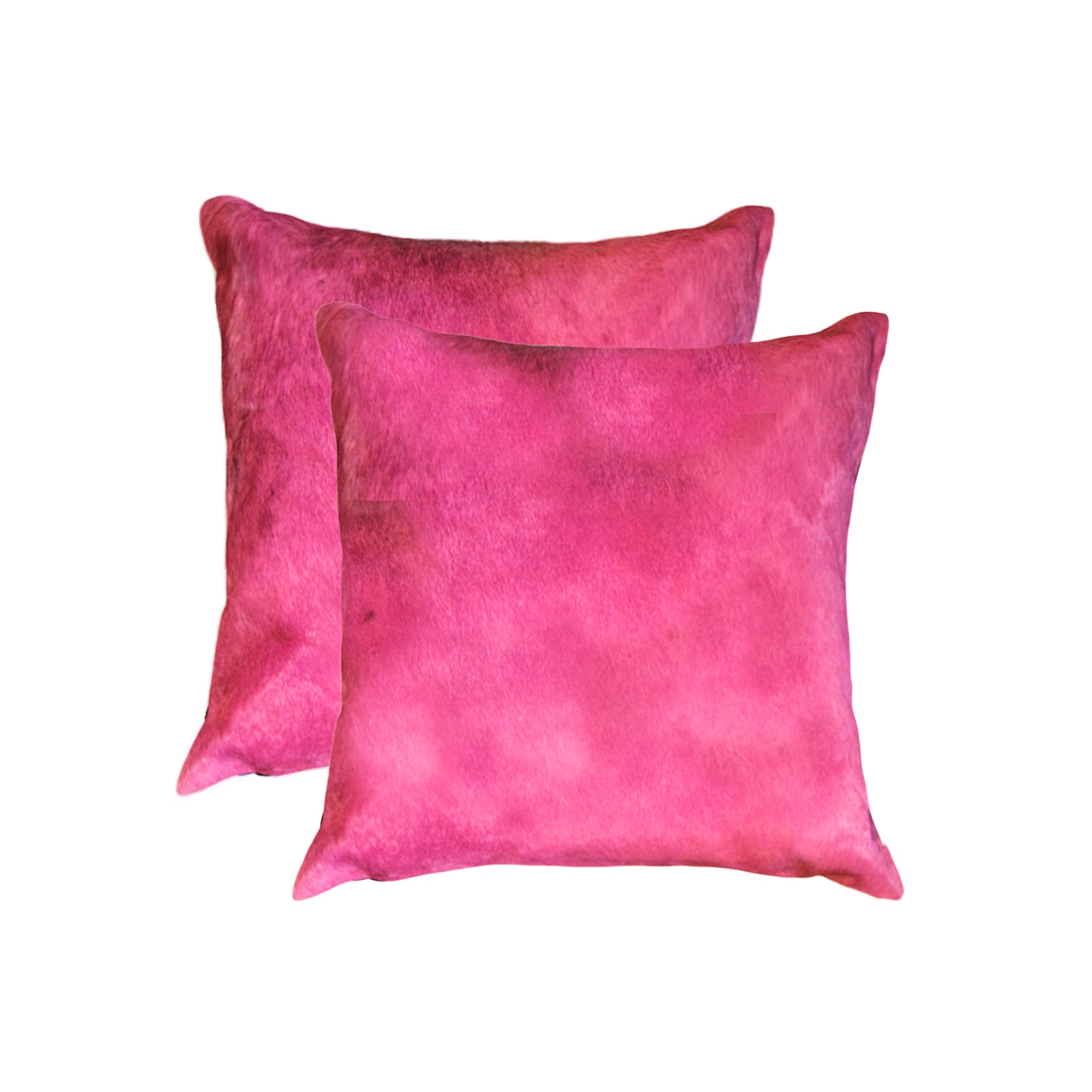 18" X 18" X 5" Fuschia Cowhide  Pillow 2 Pack