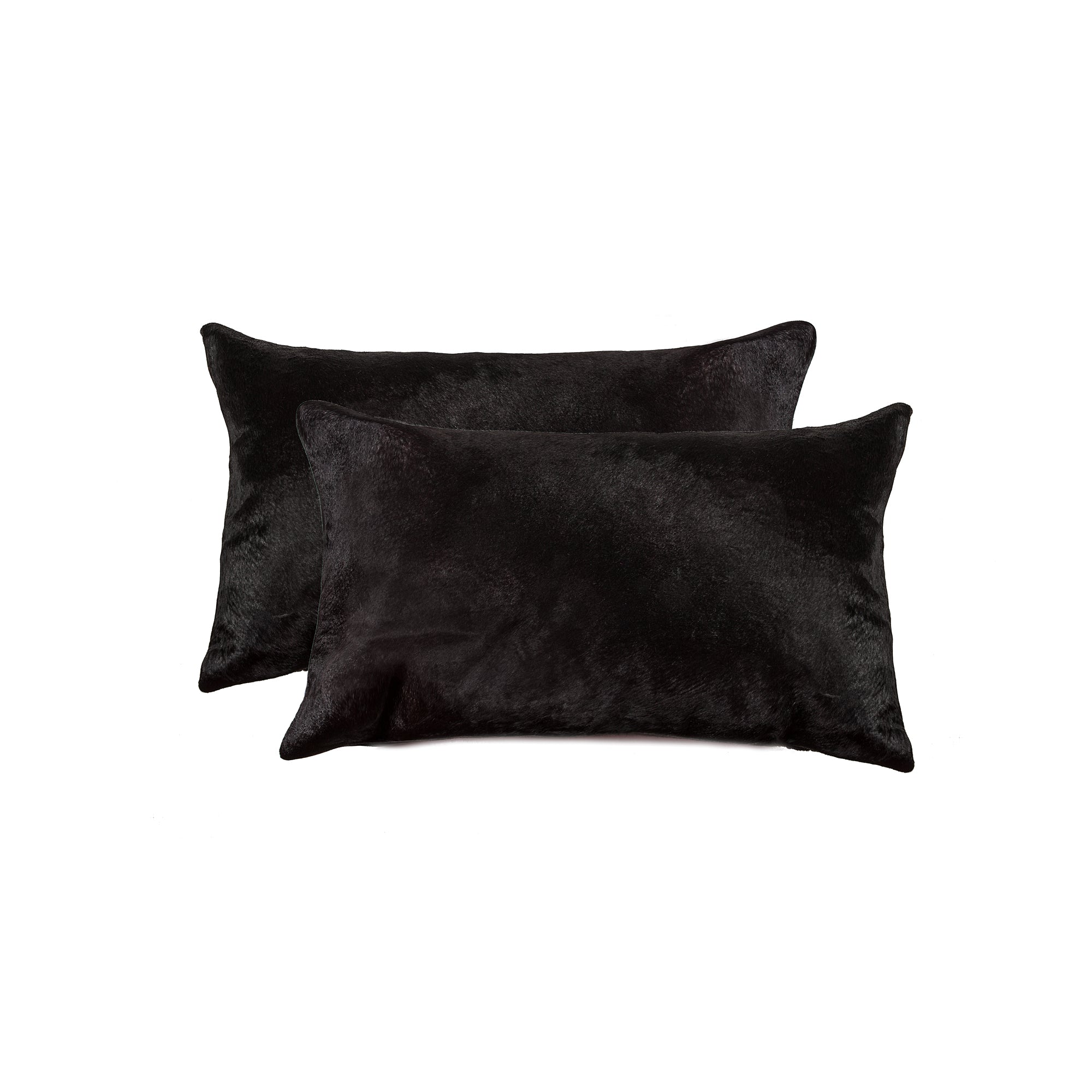 12" X 20" X 5" Black Cowhide  Pillow 2 Pack