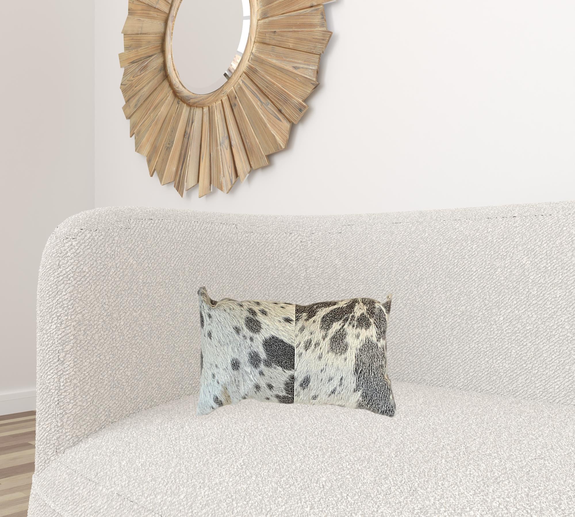 Set Of 2 Gray And White Natural Cowhide Pillows