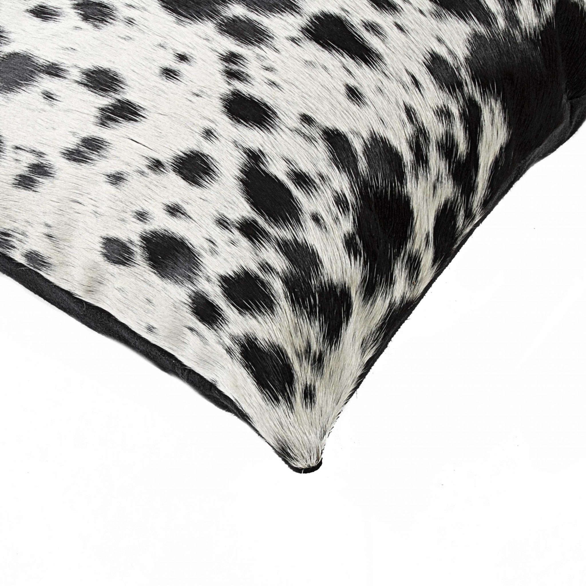 16"X16" Salt And Pepper Black And White Cowhide  Pillow 2 Pack