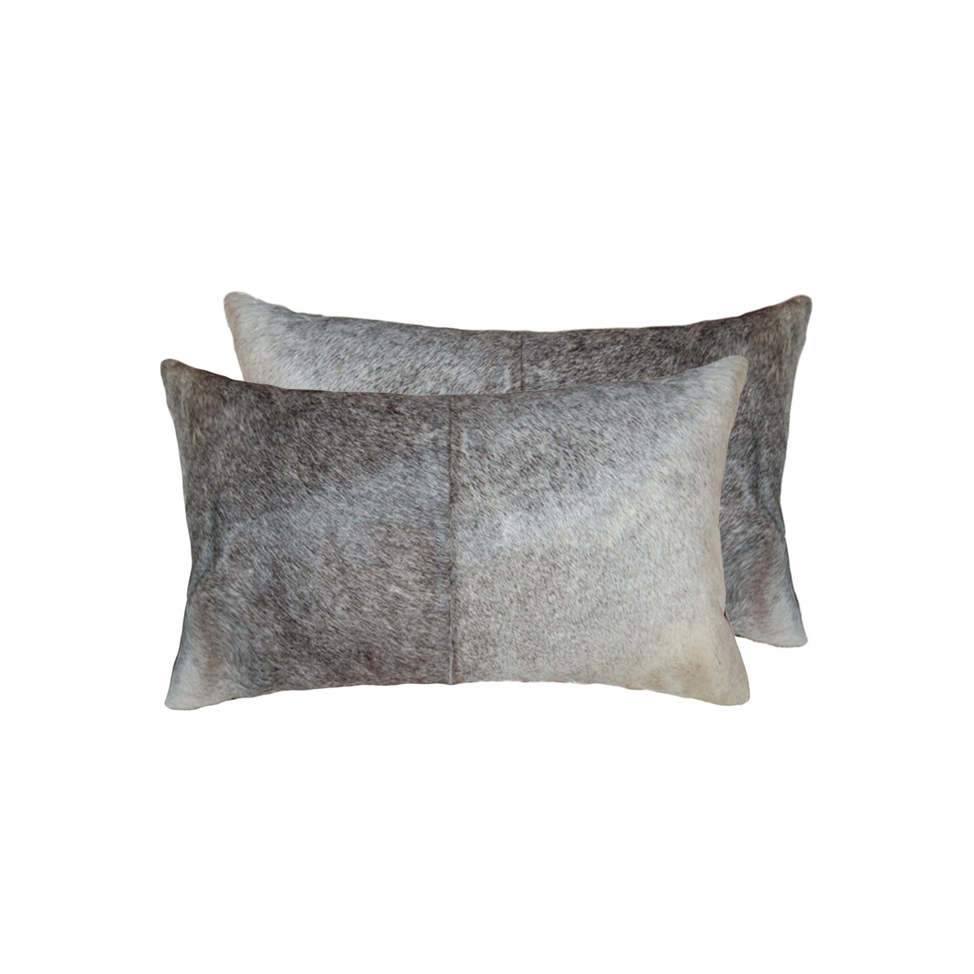 12" X 20" X 5" Salt And Pepper Gray And White Cowhide  Pillow 2 Pack