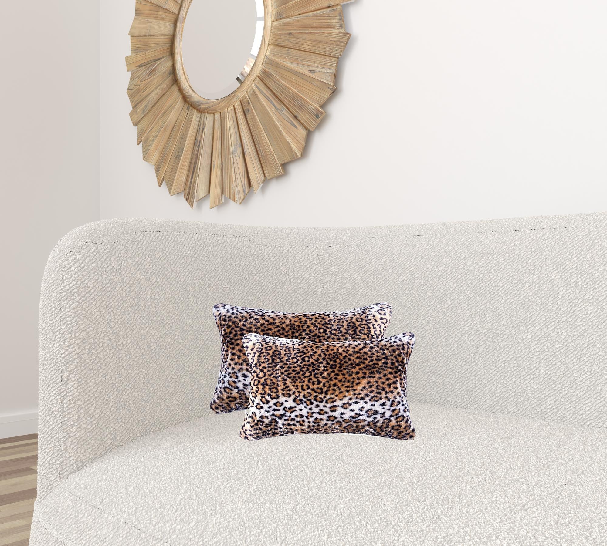 12" X 20" X 5" Leopard Faux  Pillow 2 Pack