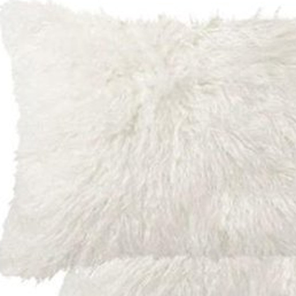 Off White Faux Fur Solid Color Throw Pillow