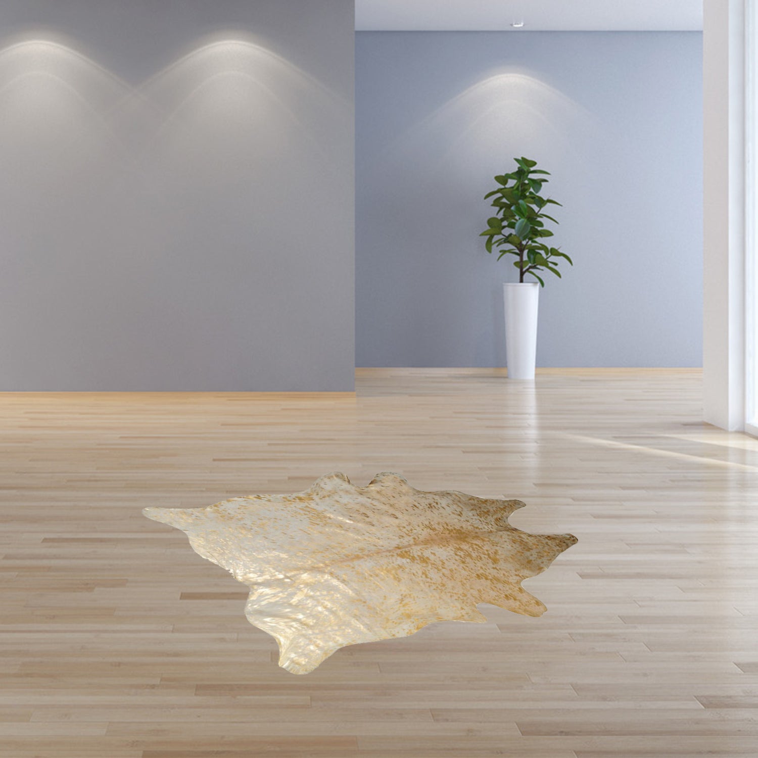 60" X 84" Natural And Gold Cowhide - Area Rug