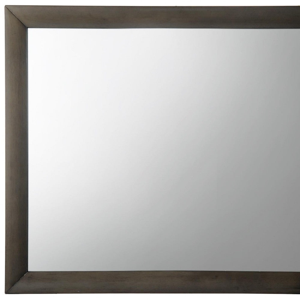 Gray Oak Wooden Rectangular Mirror