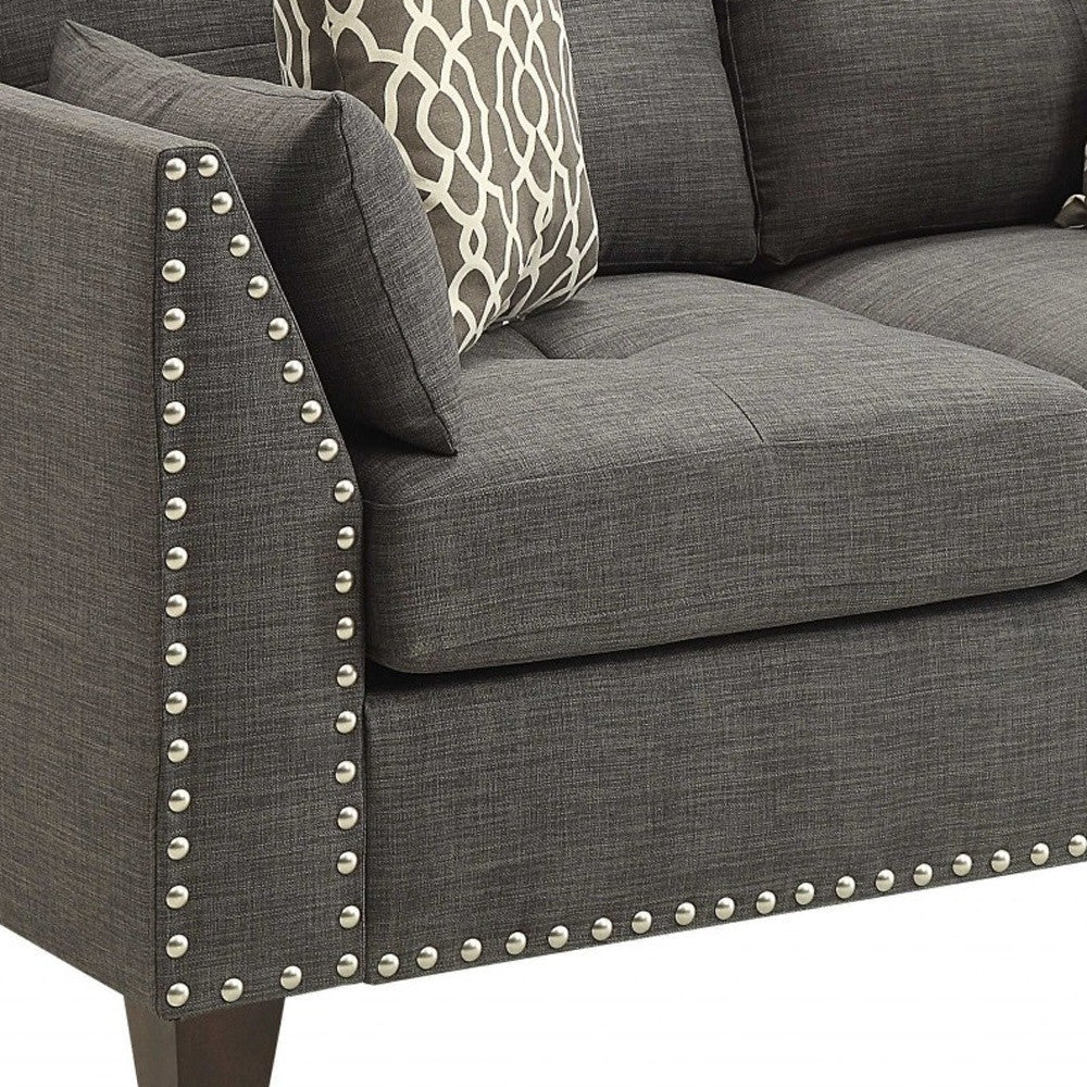 58" X 31" X 35" Light Charcoal Linen Loveseat