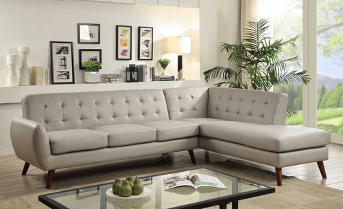 Gray Polyurethane Stationary L Shaped Two Piece Sofa And Chaise