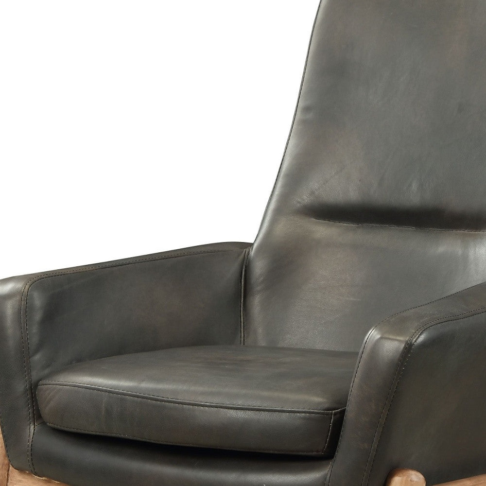 30" X 33" X 40" Black Top Grain Leather Accent Chair