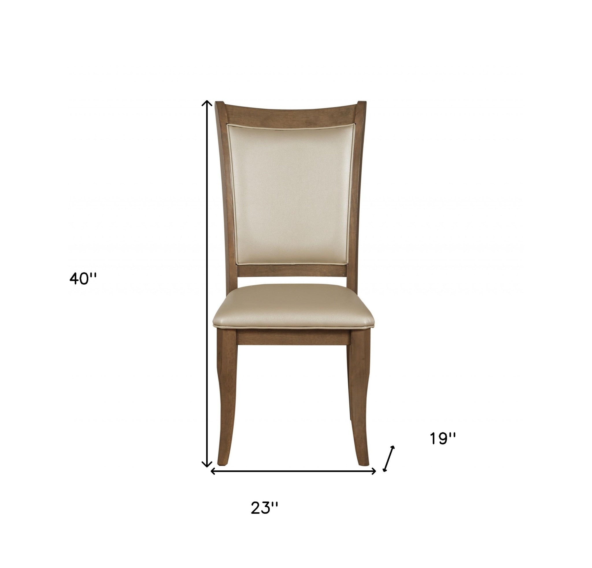 Set Of Two Beige Upholstered Faux Leather Dining Chairs