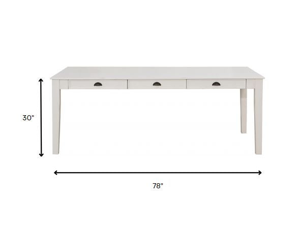 78" White Solid Wood Dining Table