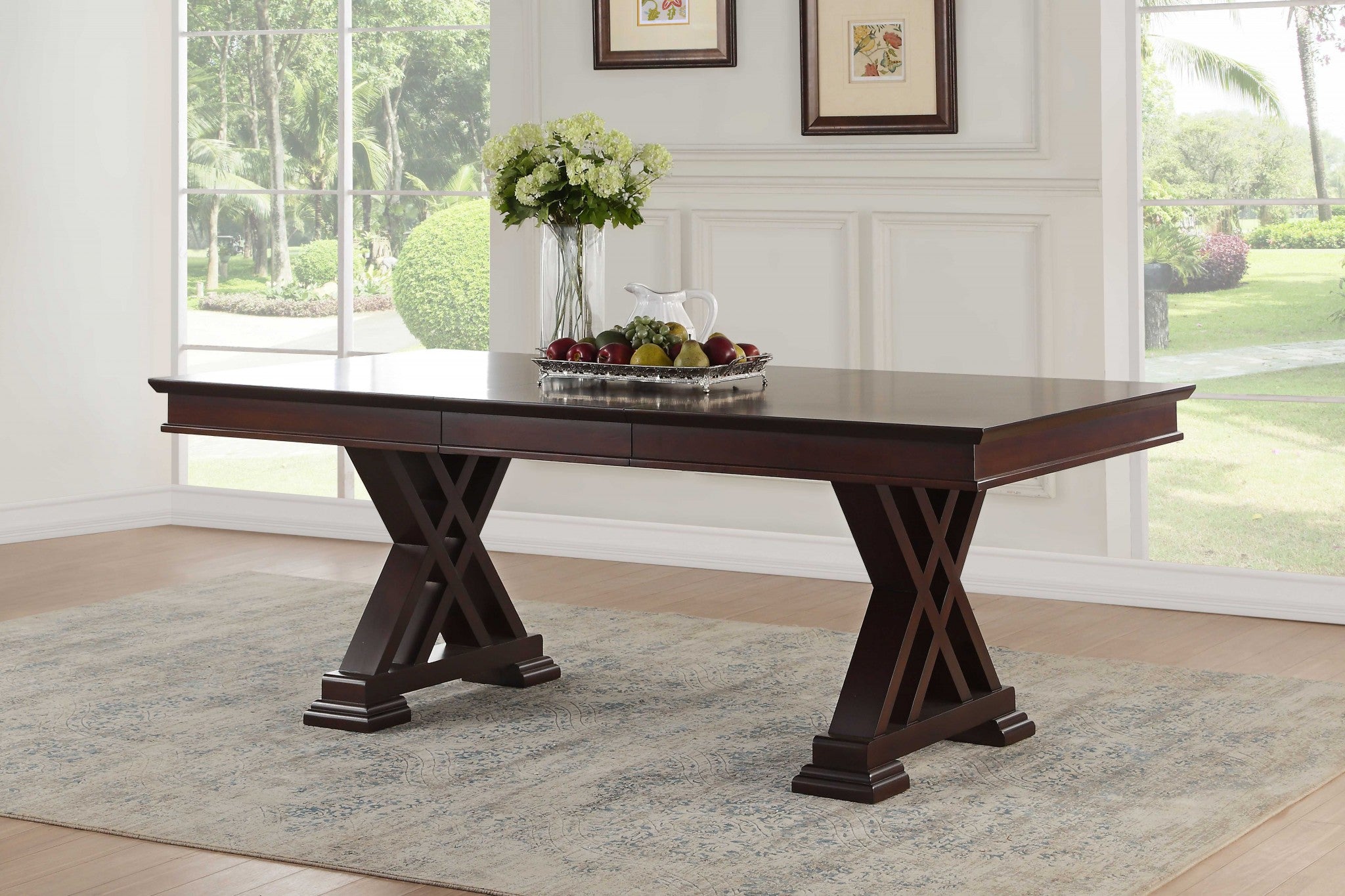 60" Espresso Solid Wood Dining Table