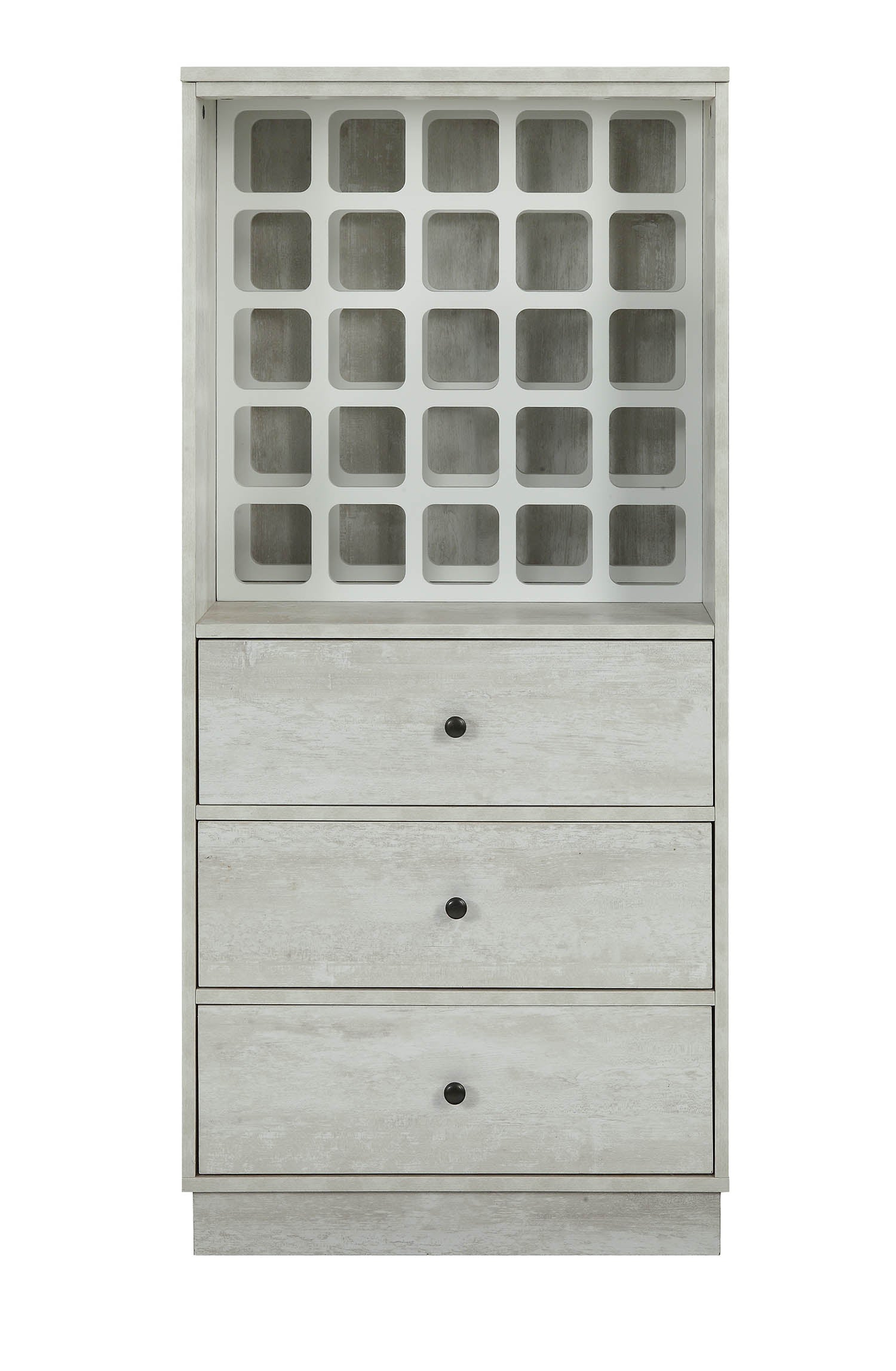 24" Off White Bar Cabinet with Three drawers