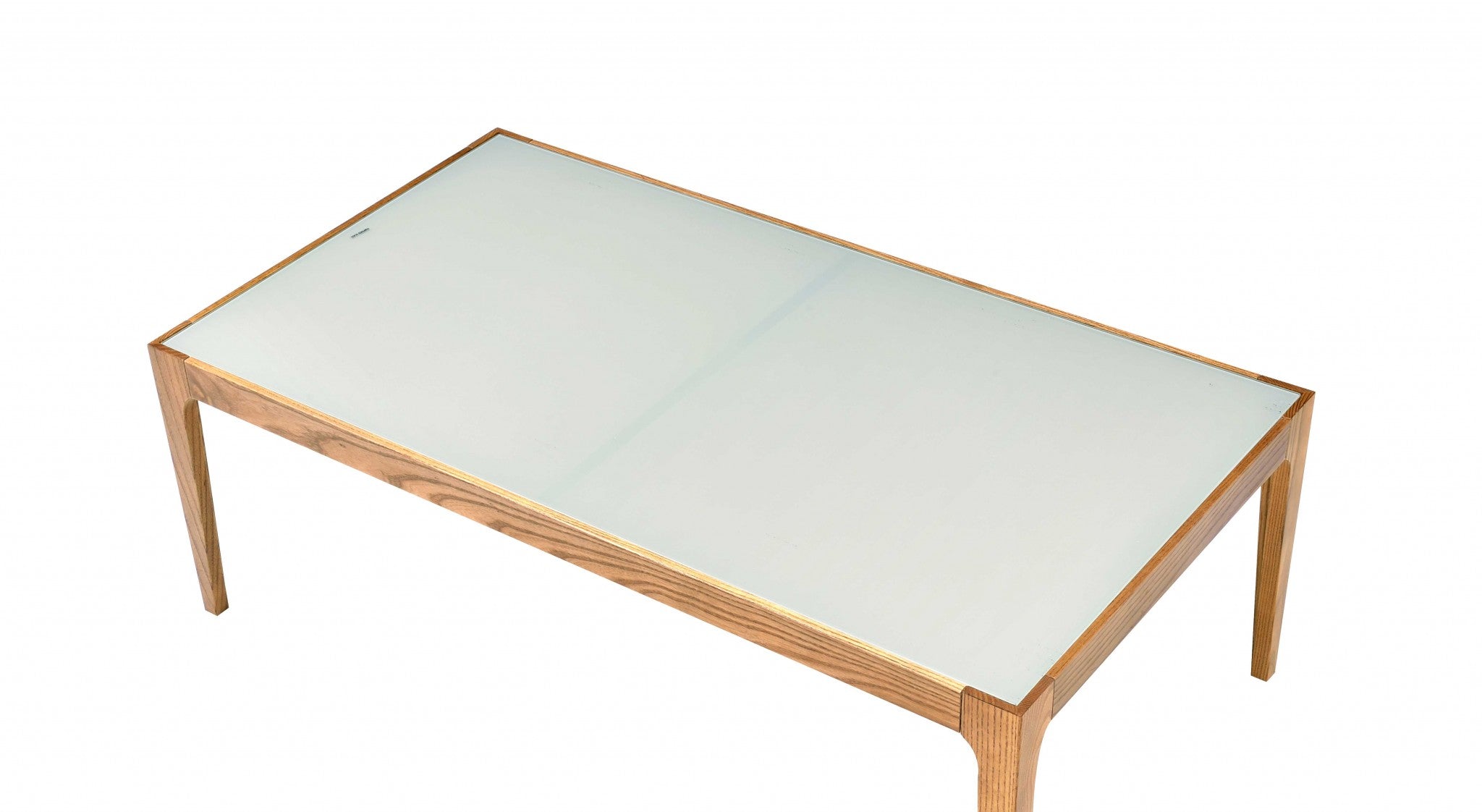 43" X 24" X 15" Natural And Frost Glass Coffee Table