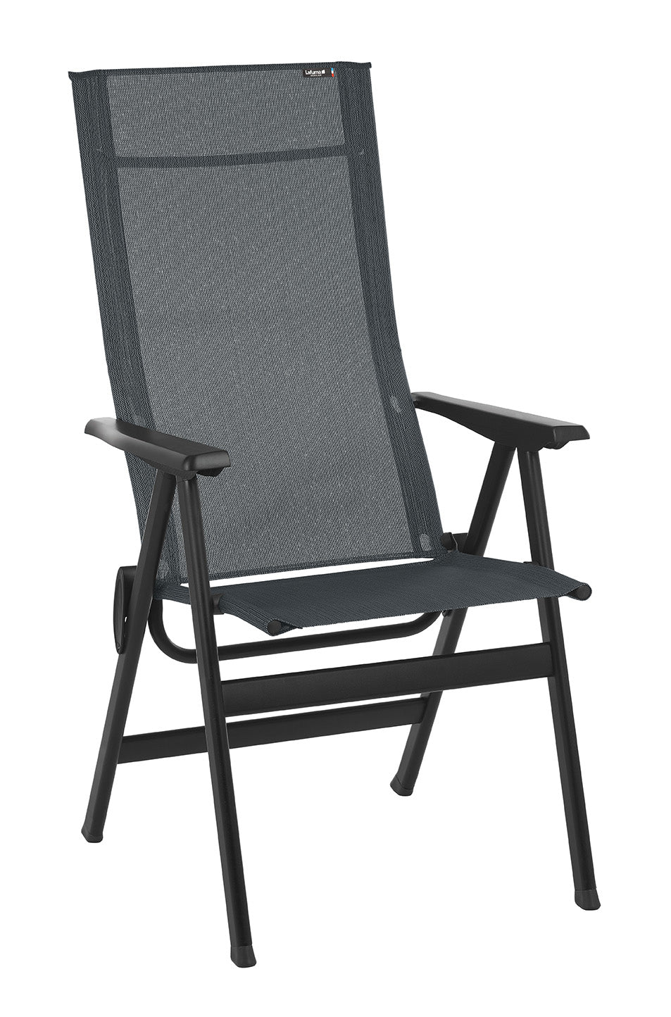 High-Back Chair - Black Steel Frame - Obsidian Duo Fabric