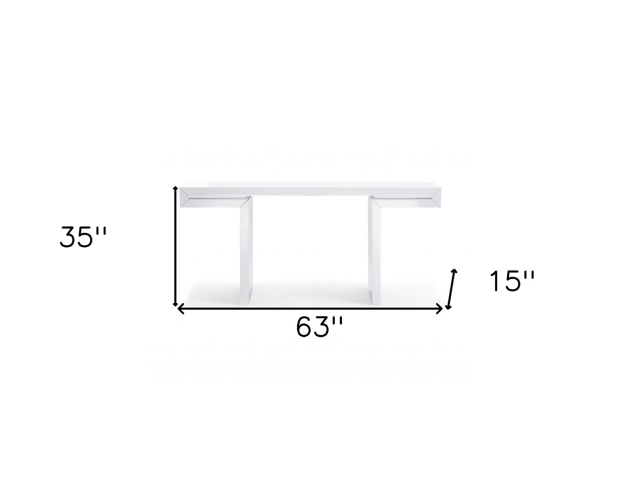 63" White High Gloss Lacquer Console Table