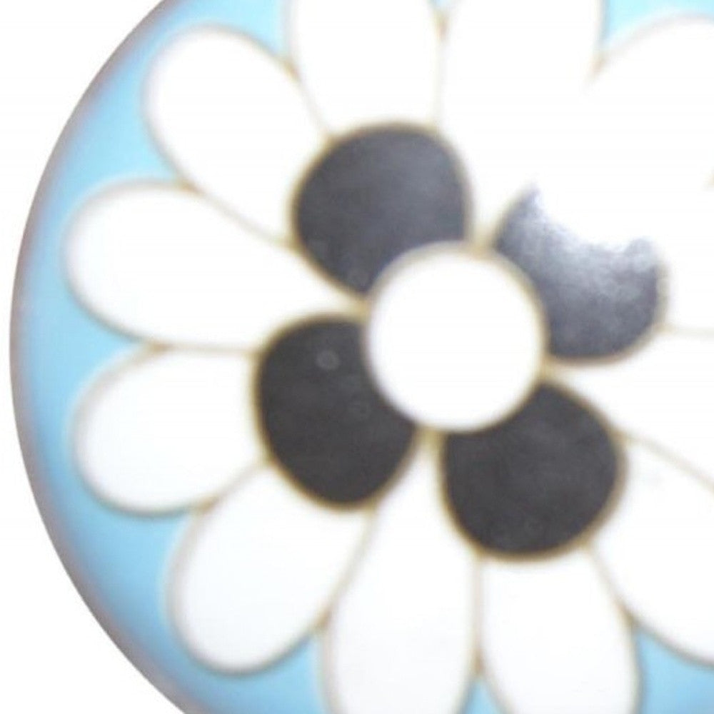 Charming Light Blue And Black Set Of 8 Knobs