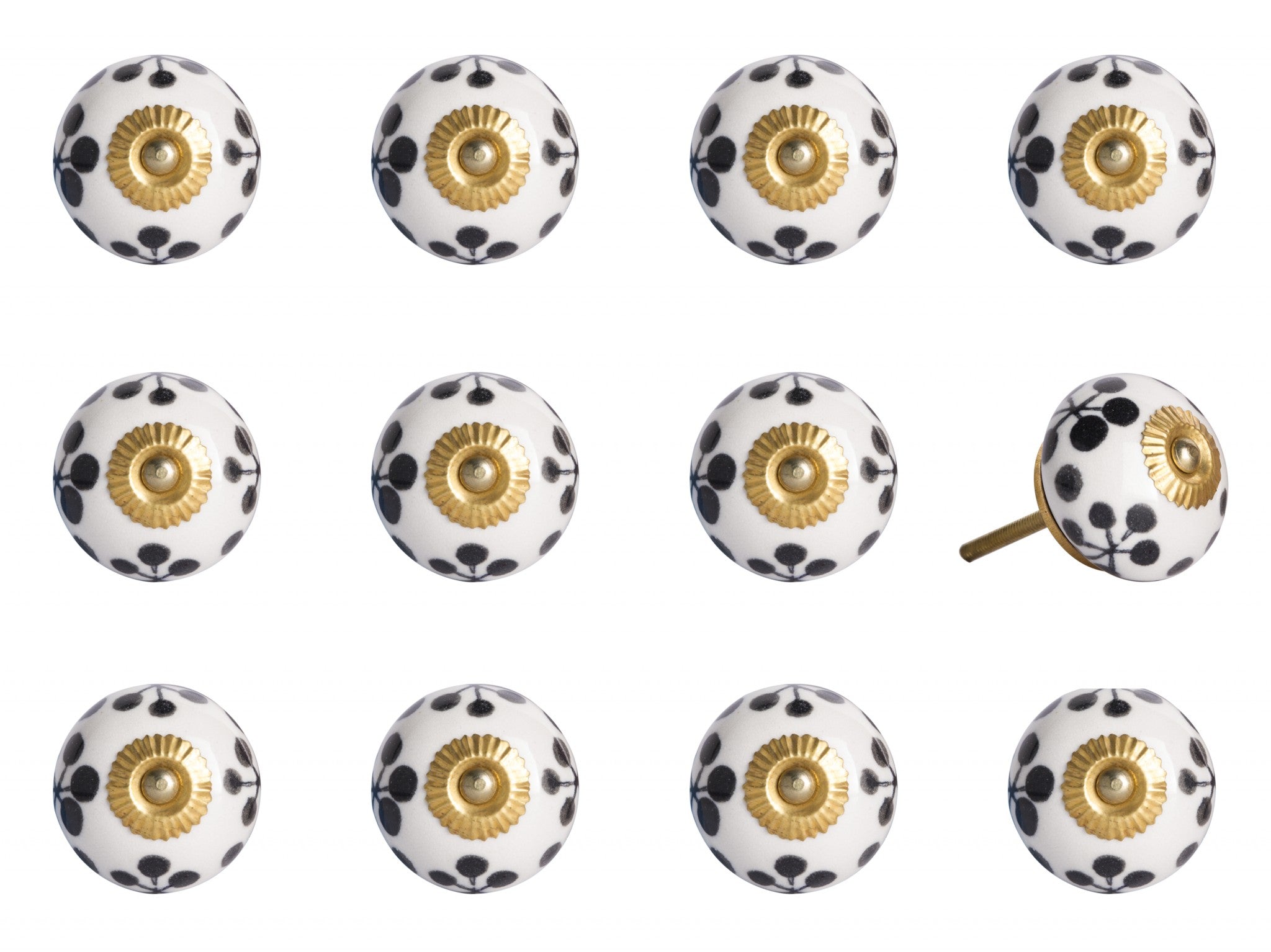 1.5" X 1.5" X 1.5" White Black And Yellow  Knobs 12 Pack