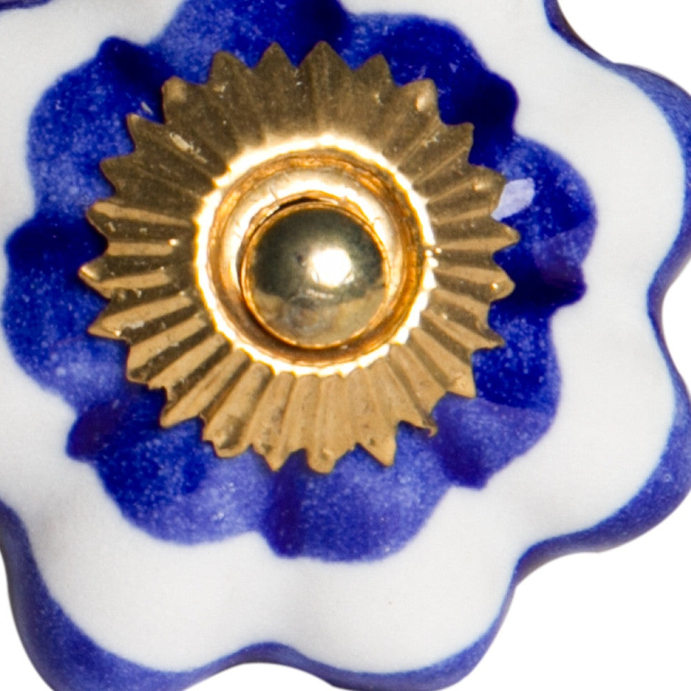 1.5" X 1.5" X 1.5" White Blue And Gold  Knobs 12 Pack