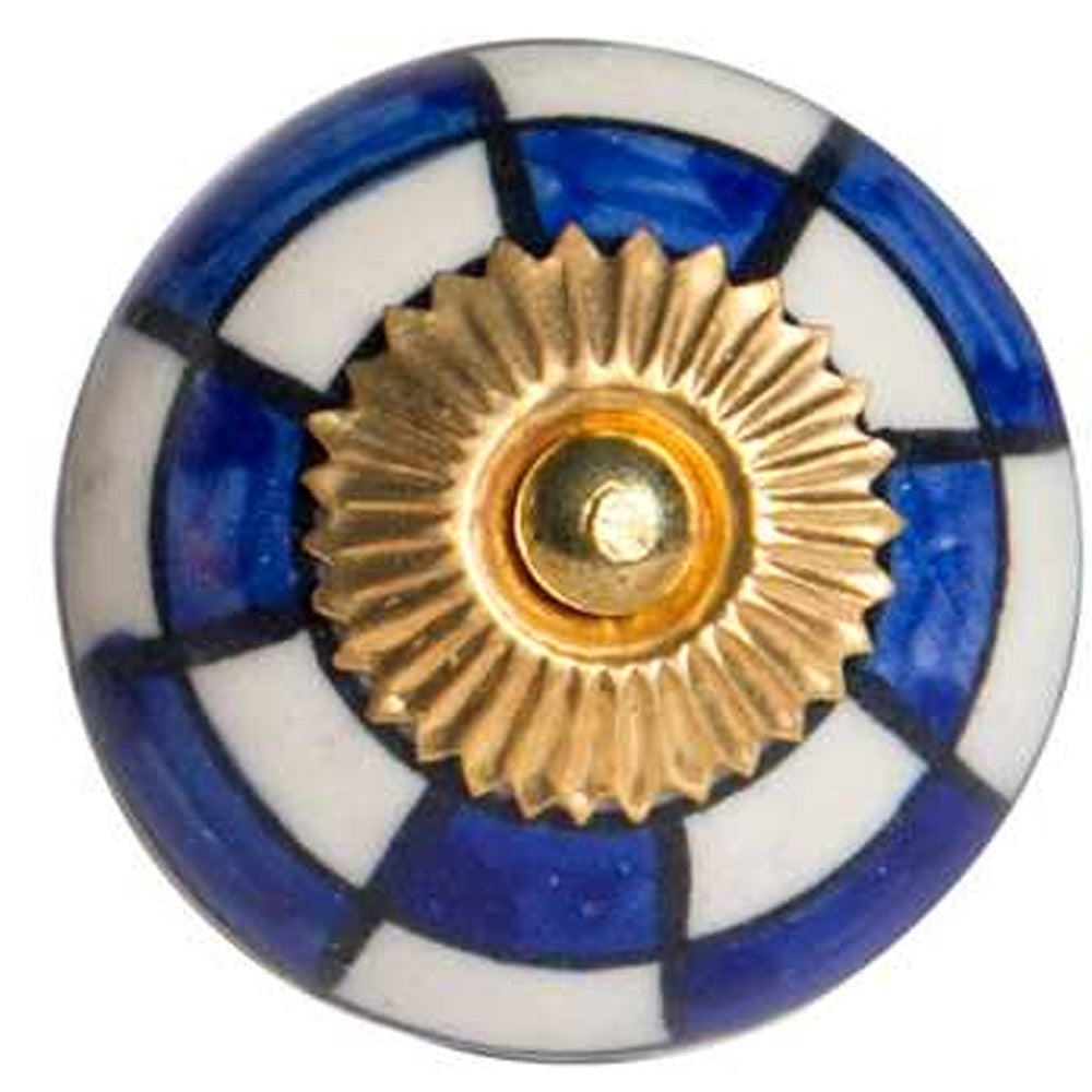 1.5" X 1.5" X 1.5" White Blue And Gold  Knobs 12 Pack