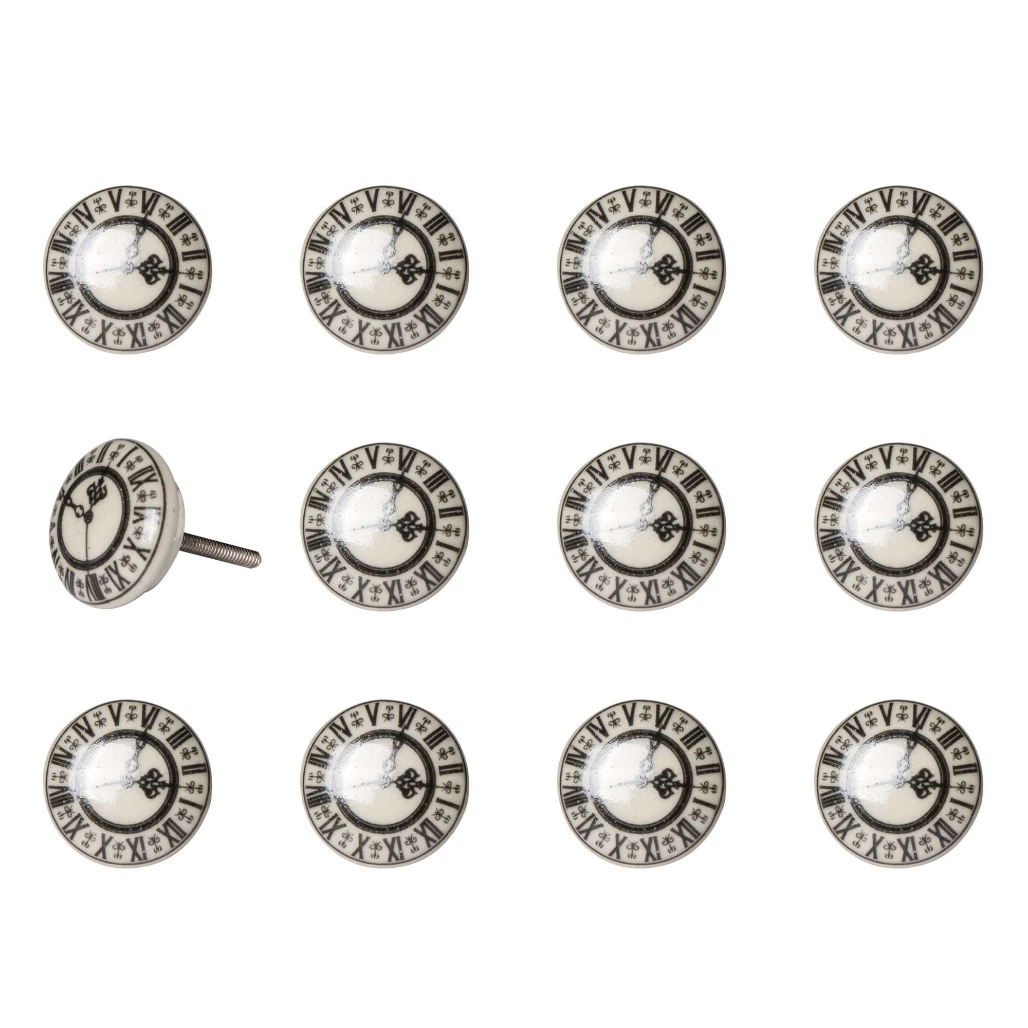 1.5" X 1.5" X 1.5" Cream Black And Gray  Knobs 12 Pack