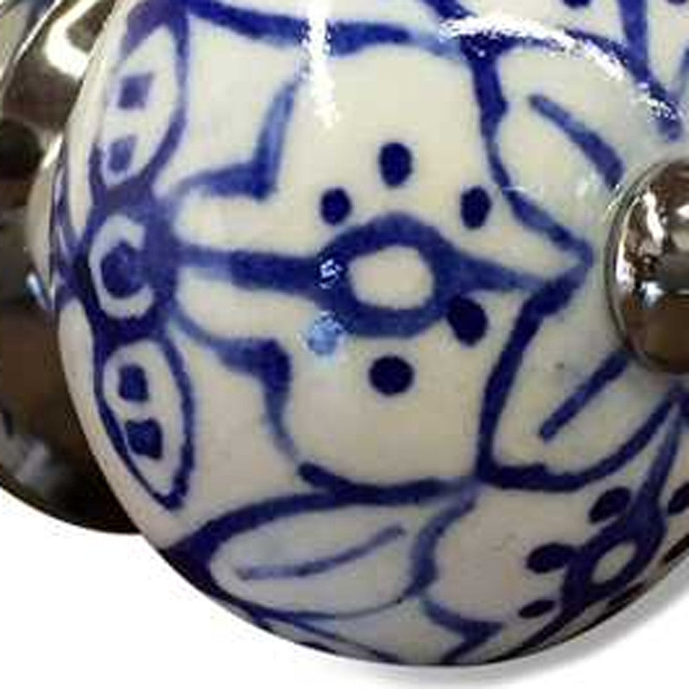 1.5" X 1.5" X 1.5" White Blue And Silver Knobs 12 Pack