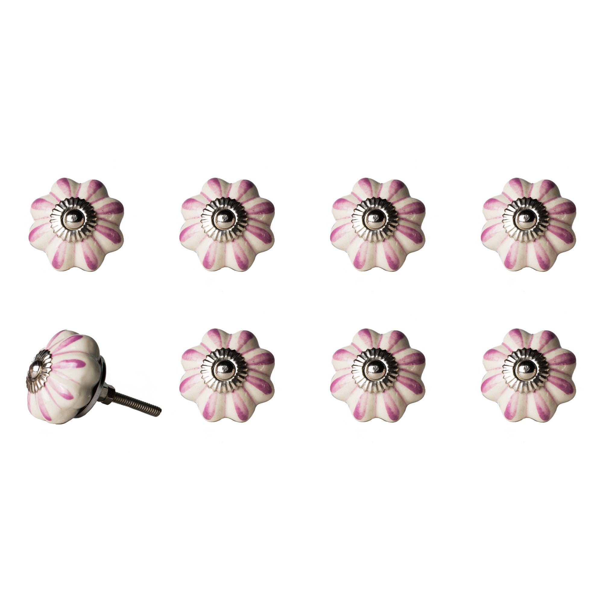 1.5" X 1.5" X 1.5" Hues Of Cream Pink And Silver  Knobs 8 Pack