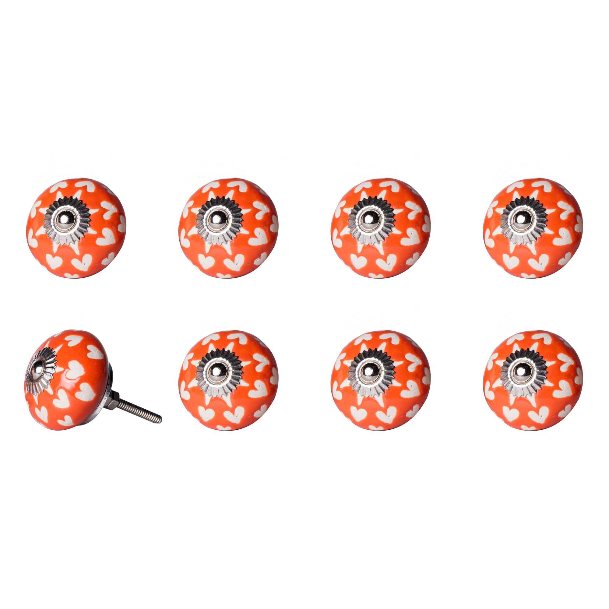 1.5" X 1.5" X 1.5" Hues Of Orange White And Silver  Knobs 8 Pack