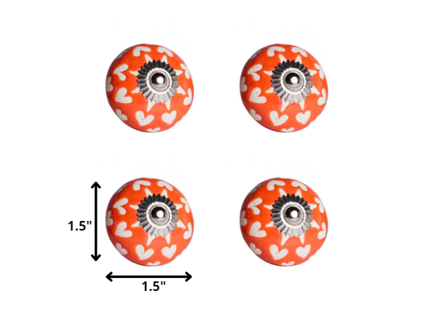 1.5" X 1.5" X 1.5" Orange White And Silver  Knobs 12 Pack