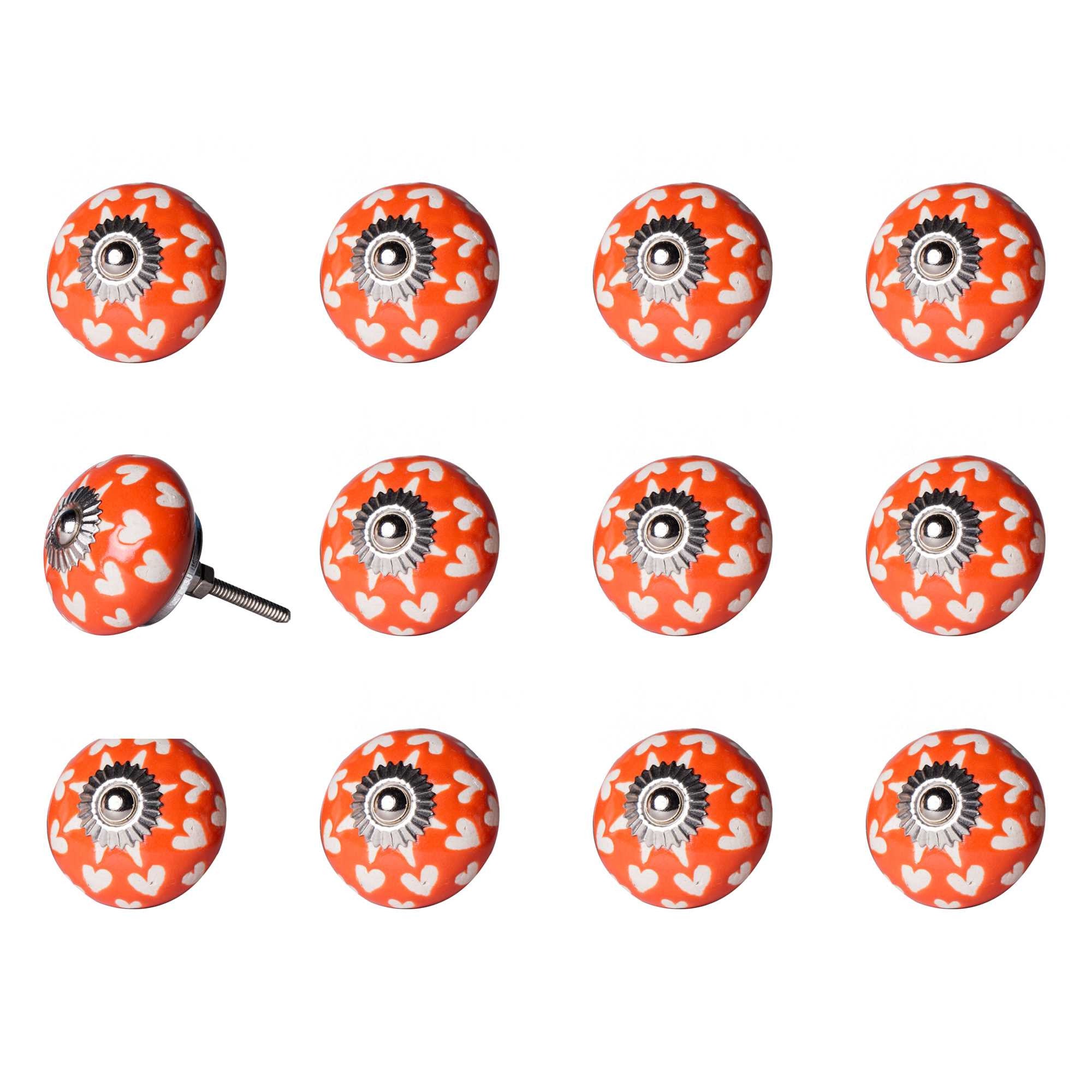 1.5" X 1.5" X 1.5" Orange White And Silver  Knobs 12 Pack