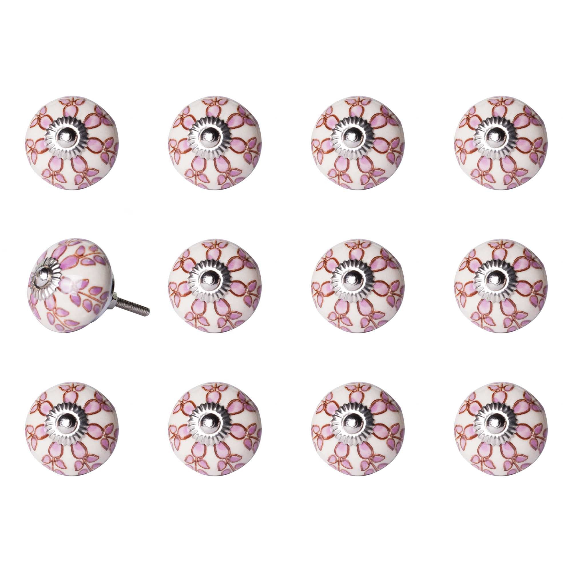 1.5" X 1.5" X 1.5" White Pink And Burgundy  Knobs 12 Pack