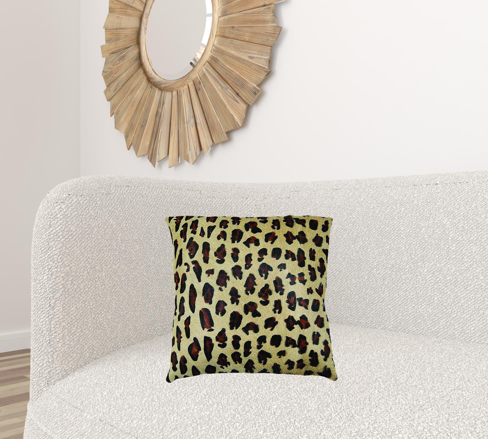 18" X 18" X 5" Striking Leopard Torino Kobe Cowhide  Pillow