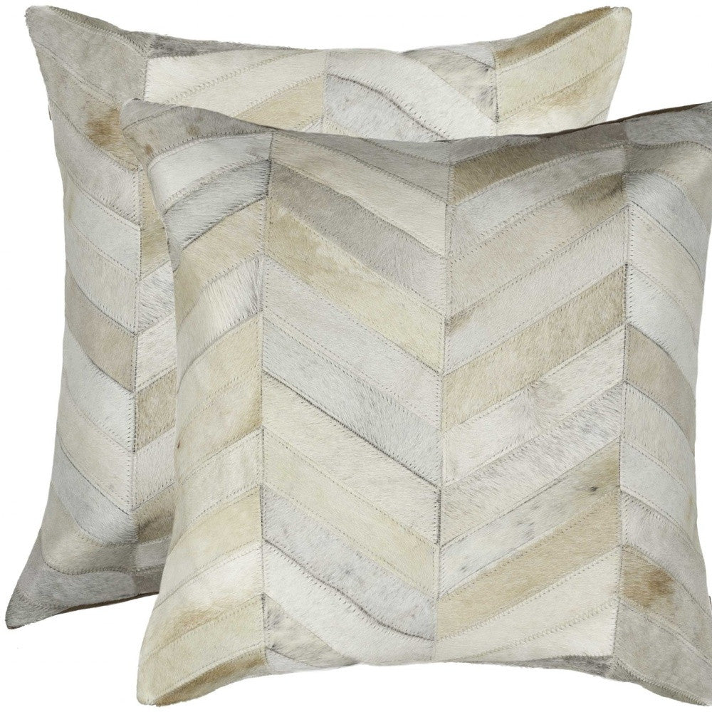 18" X 18" X 5" Natural Cowhide  Pillow 2 Pack