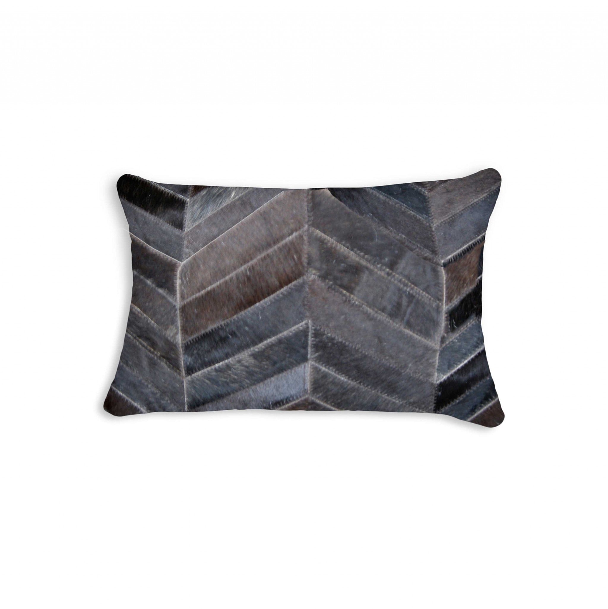 12" X 20" X 5" Cool Chocolate Torino Kobe Chevron  Pillow