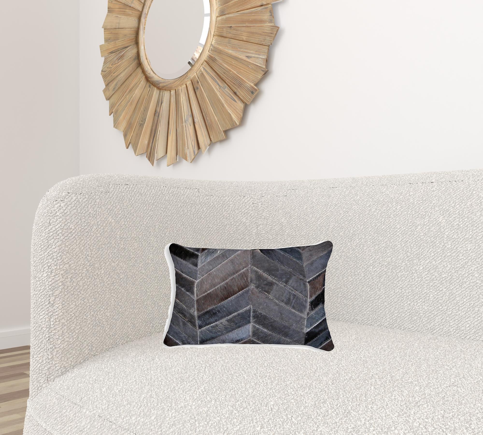 12" X 20" X 5" Cool Chocolate Torino Kobe Chevron  Pillow