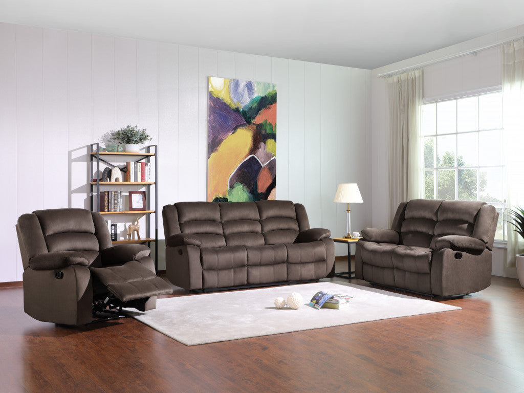 120" Contemporary Brown Fabric Sofa Set