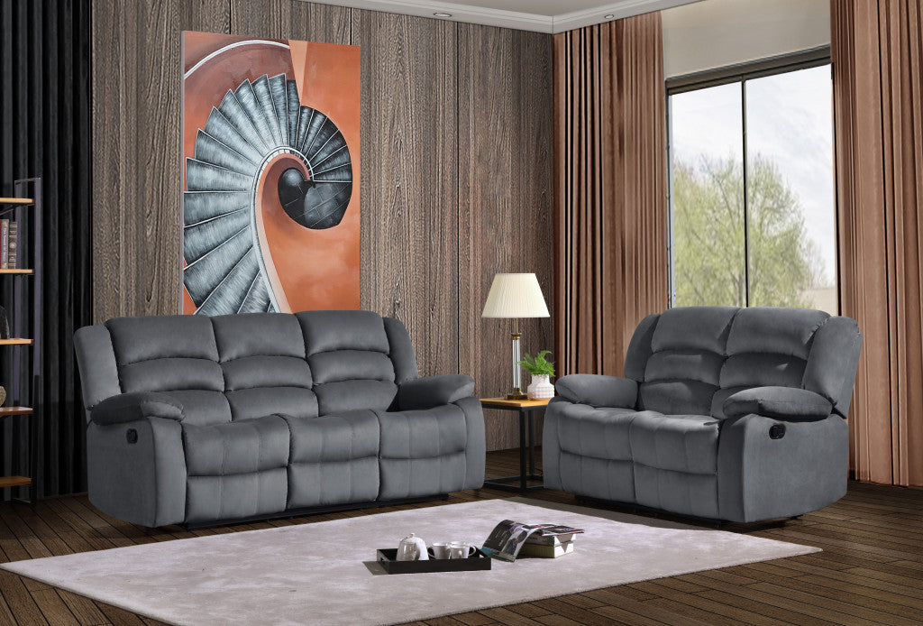 120" Contemporary Gray Fabric Sofa Set