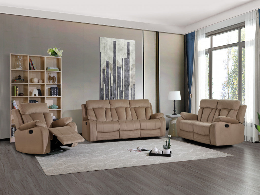 120" Modern Beige Fabric Sofa Set