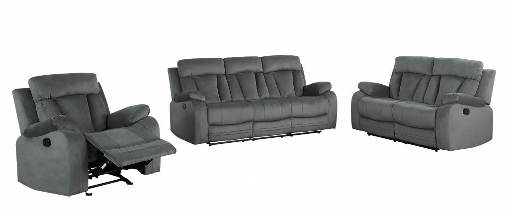 120" Modern Grey Fabric Sofa Set