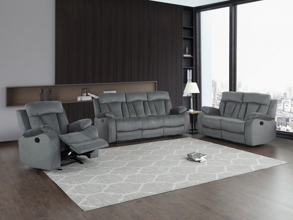 120" Modern Grey Fabric Sofa Set