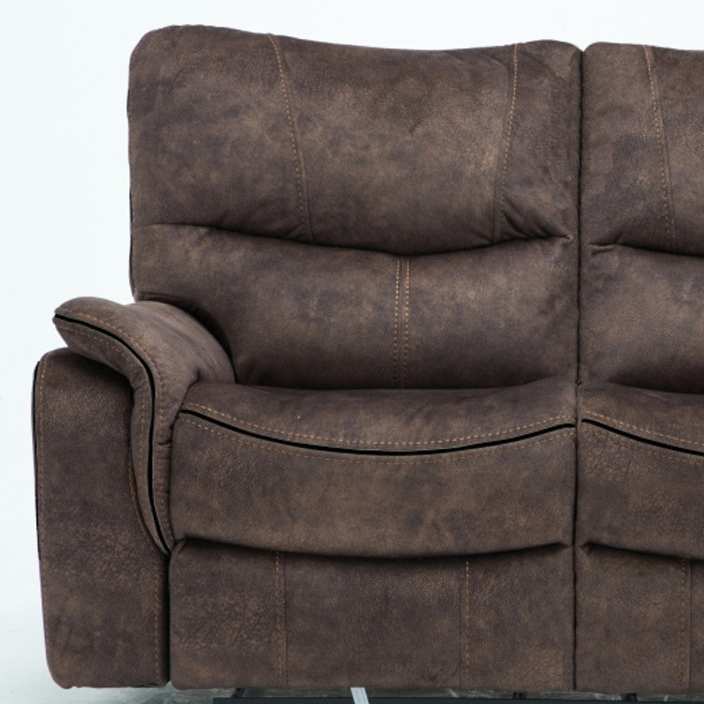 40" Elegant Dark Brown Fabric Loveseat