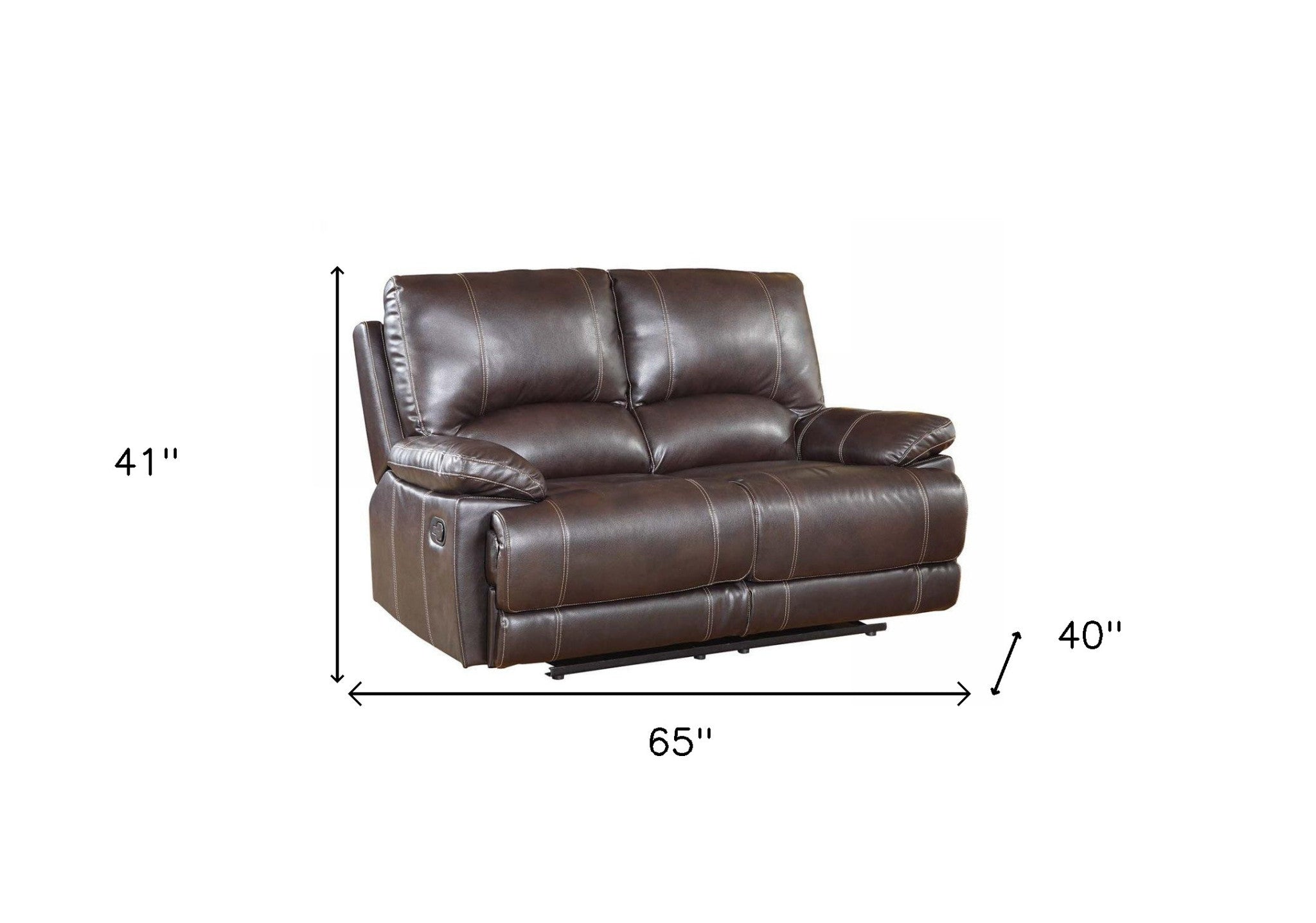 41" Stylish Brown Leather Loveseat