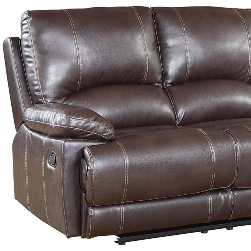 41" Stylish Brown Leather Loveseat