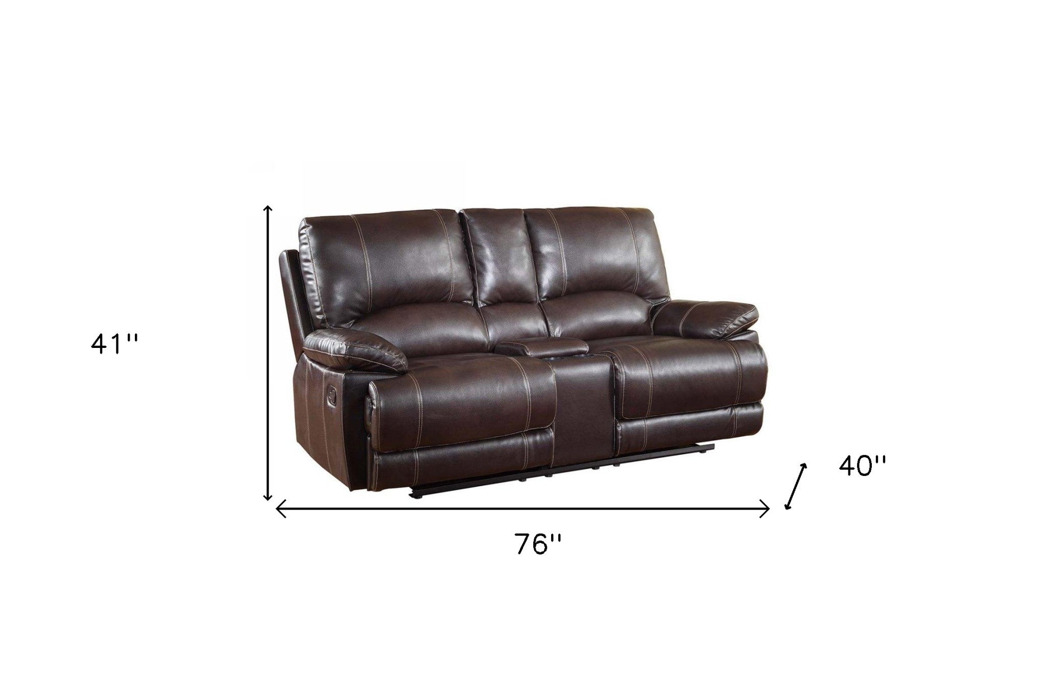 41" Stylish Brown Leather Console Loveseat