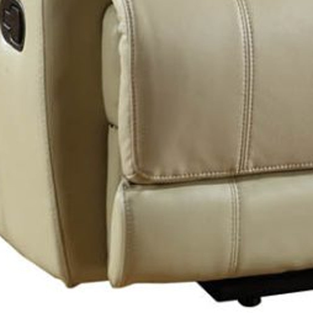 41" Stylish Beige Leather Console Loveseat