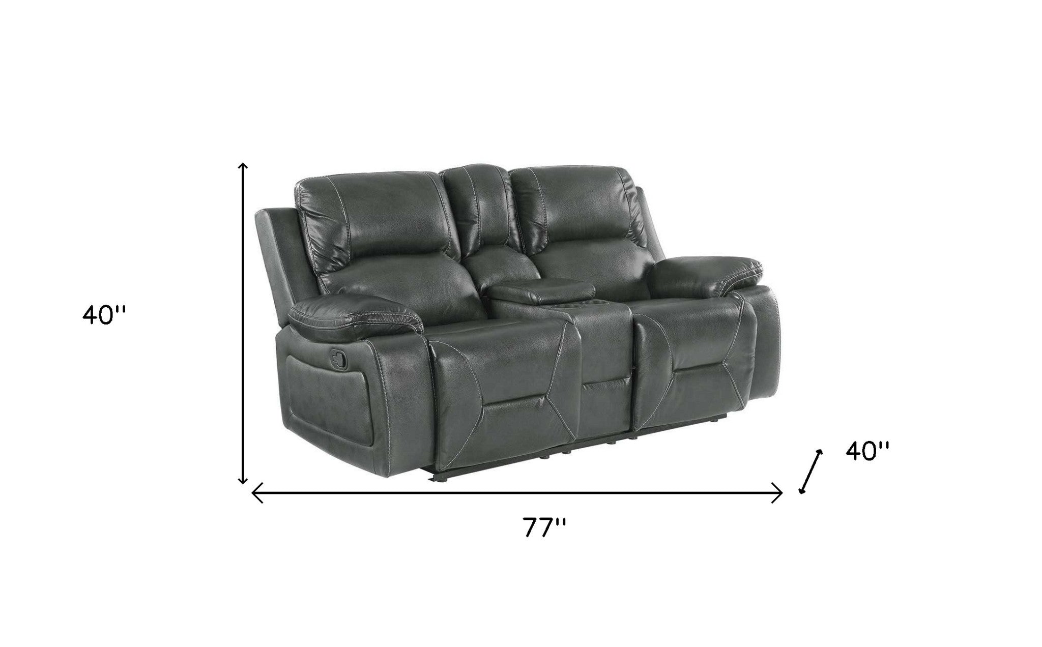 40" Classy Grey Leather Loveseat