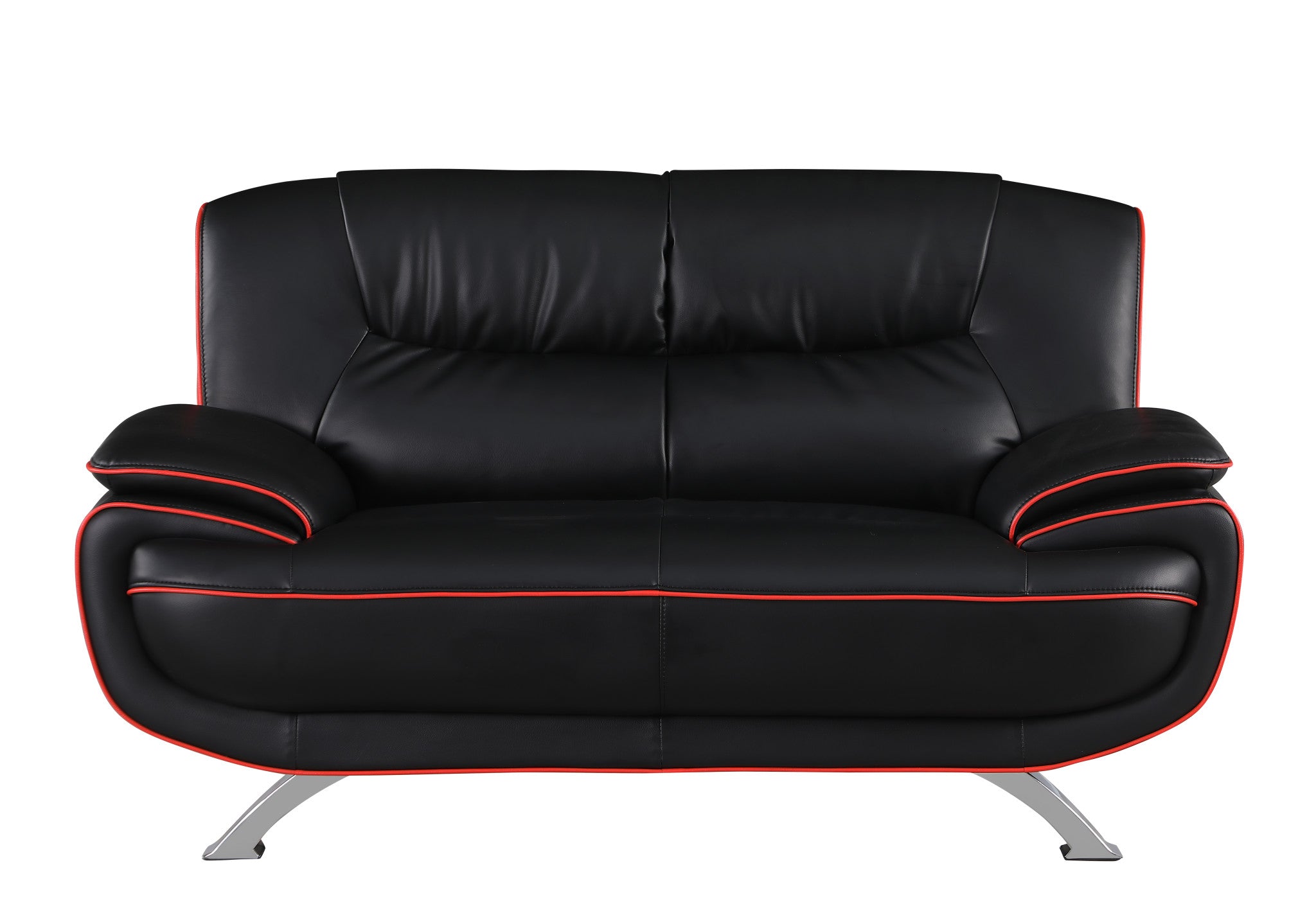 40" Sleek Black Leather Loveseat