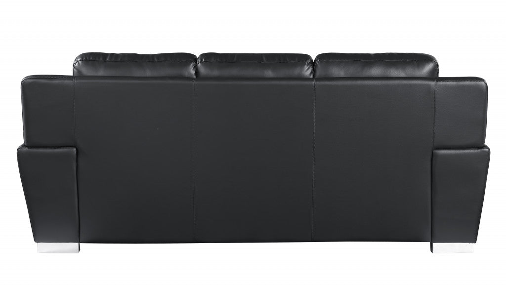 37" Chic Black Leather Sofa