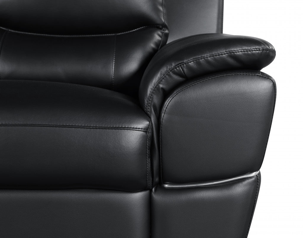 37" Chic Black Leather Sofa