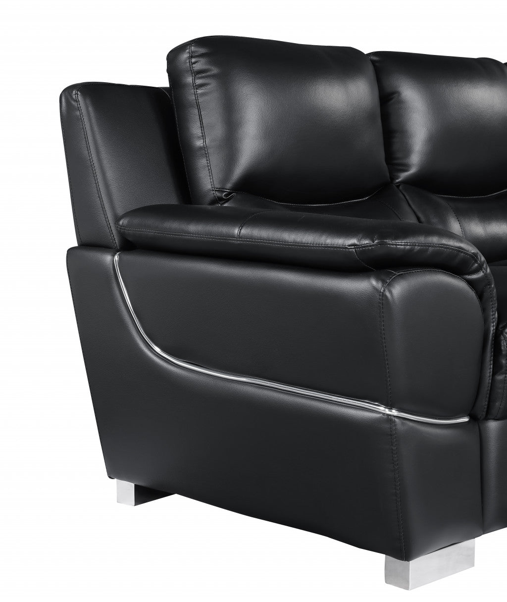 37" Chic Black Leather Sofa